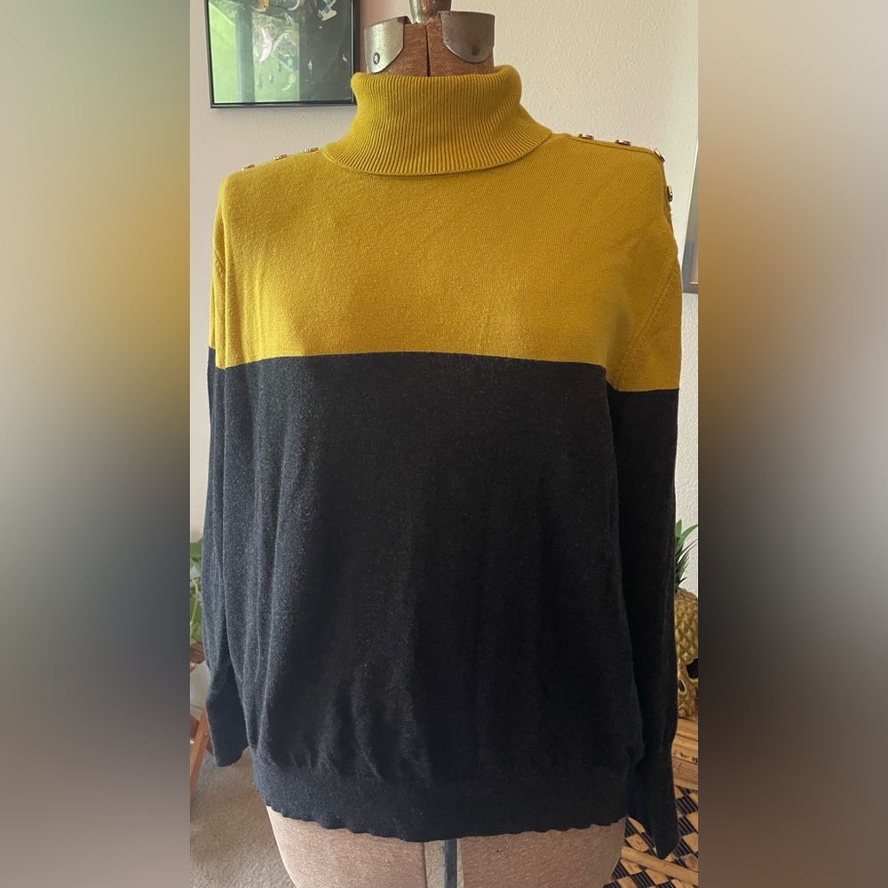 Joseph A. Two tone turtleneck sweater